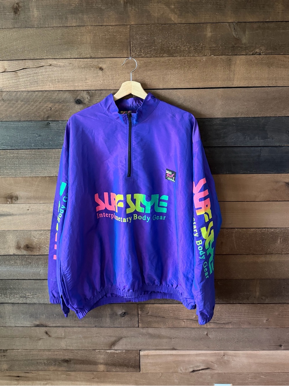Vintage 90s Surf Style Interplanetary Body Gear Windbreaker Half Zip Jacket USA - Picture 12 of 12